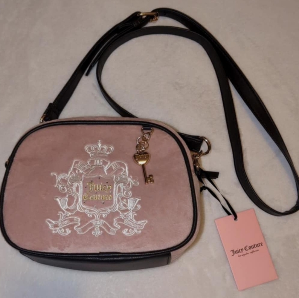 New! Juicy Couture Dusty Bluch and Chocolate Crossbody Bag